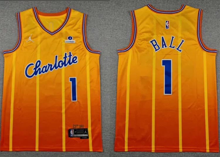 Men's Charlotte Hornets #1 LaMelo Ball Orange 2025-26 City Edition Swingman Jersey