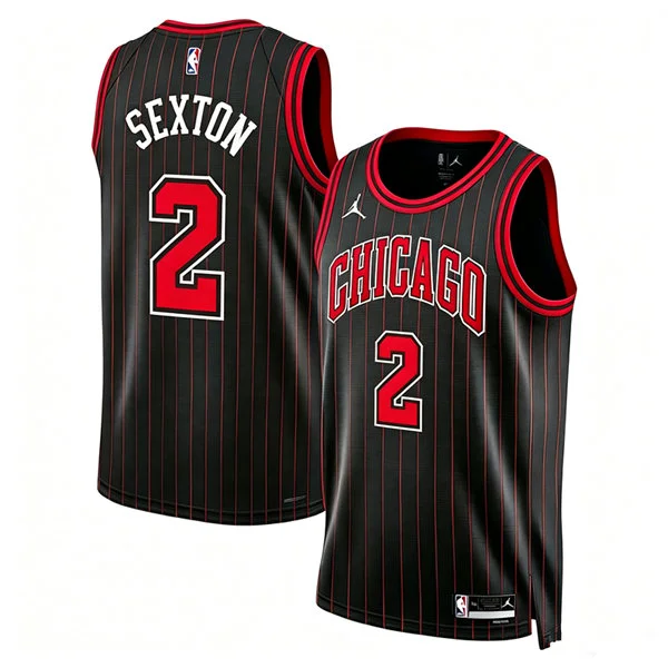 Mens Chicago Bulls #2 Collin Sexton Black Statement Edition Swingman Jersey