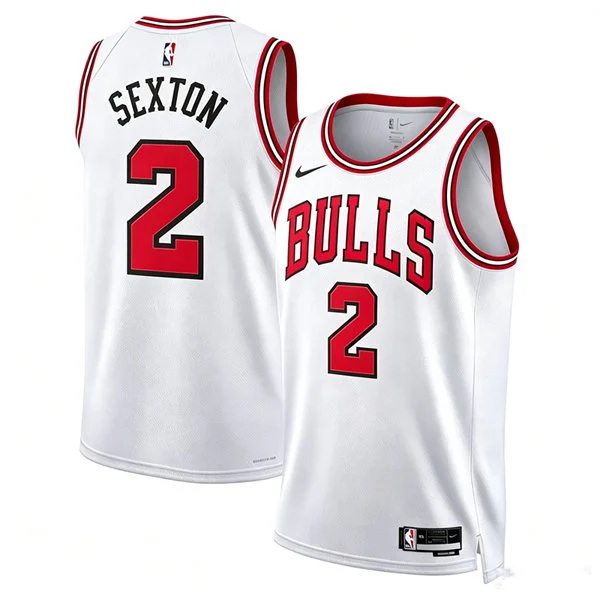 Mens Chicago Bulls #2 Collin Sexton Nike White Association Edition Swingman Jersey