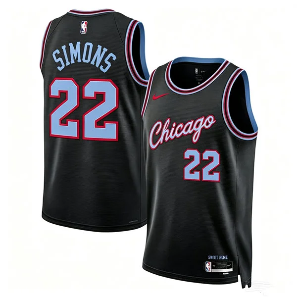 Mens Chicago Bulls #22 Anfernee Simons 2025-26 Black City Edition Swingman Jersey