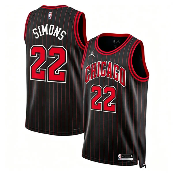 Mens Chicago Bulls #22 Anfernee Simons Black Statement Edition Swingman Jersey