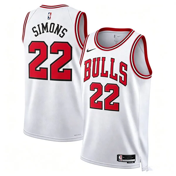 Mens Chicago Bulls #22 Anfernee Simons Nike White Association Edition Swingman Jersey