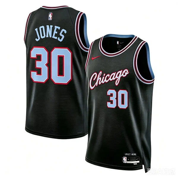 Mens Chicago Bulls #30 Tre Jones 2025-26 Black City Edition Swingman Jersey