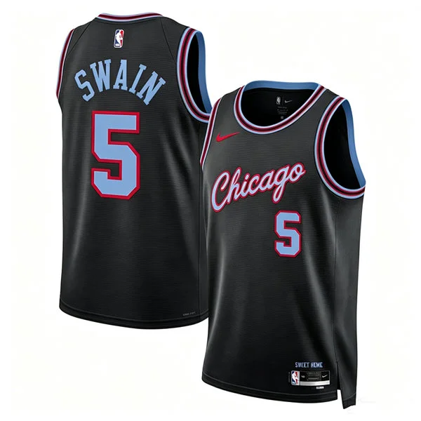 Mens Chicago Bulls #5 Dailyn Swain 2025-26 Black City Edition Swingman Jersey