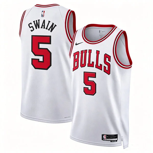Mens Chicago Bulls #5 Dailyn Swain Nike White Association Edition Swingman Jersey