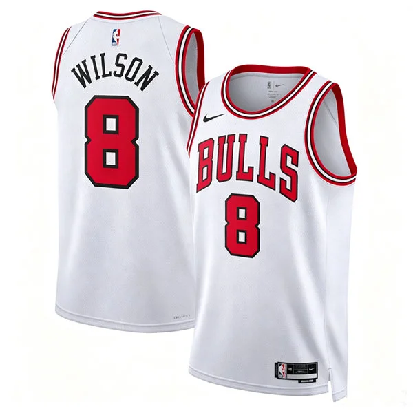 Mens Chicago Bulls #8 Caleb Wilson Nike White Association Edition Swingman Jersey