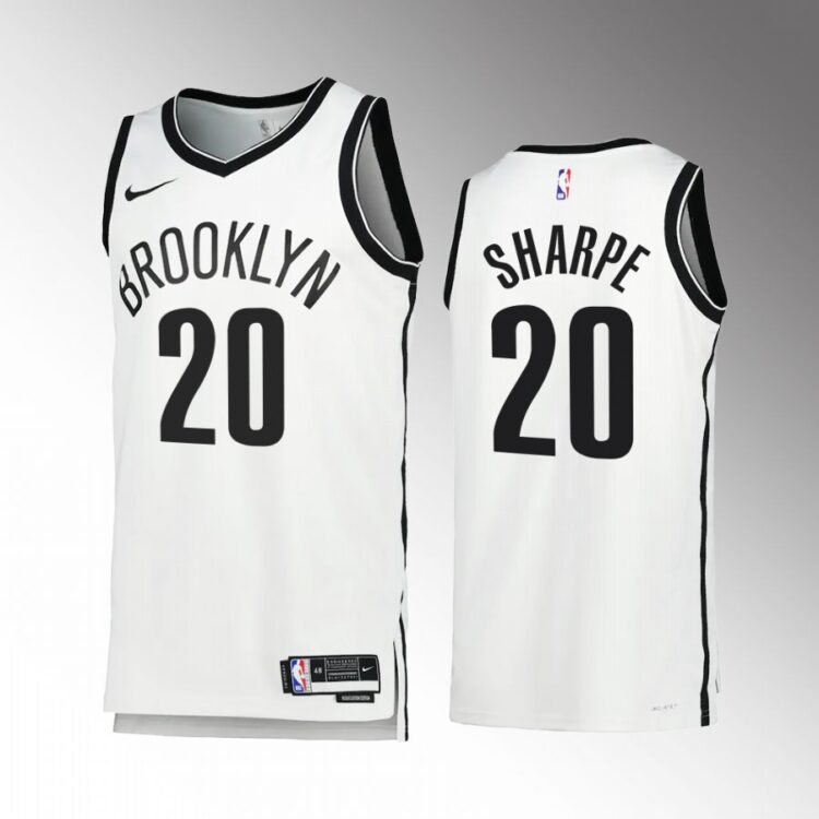 Mens Brooklyn Nets #20 Day'Ron Sharpe Nike White Association Edition Player Jersey