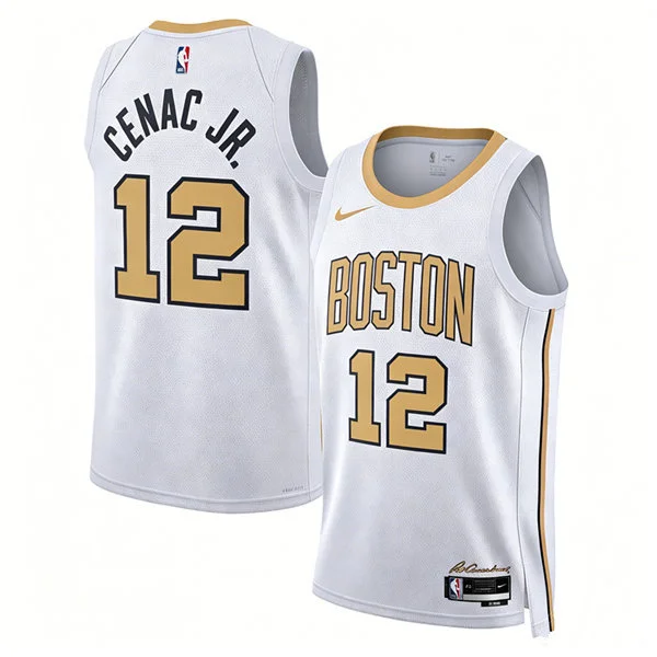 Mens Boston Celtics #12 Chris Cenac Jr.  2025-26 White City Edition Swingman Jersey