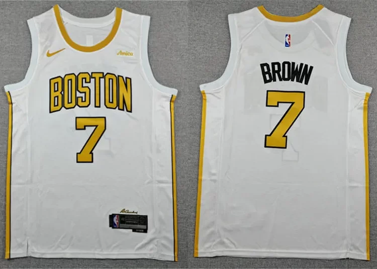 Mens Boston Celtics #7 Jaylen Brown 2025-26 White City Edition Swingman Jersey