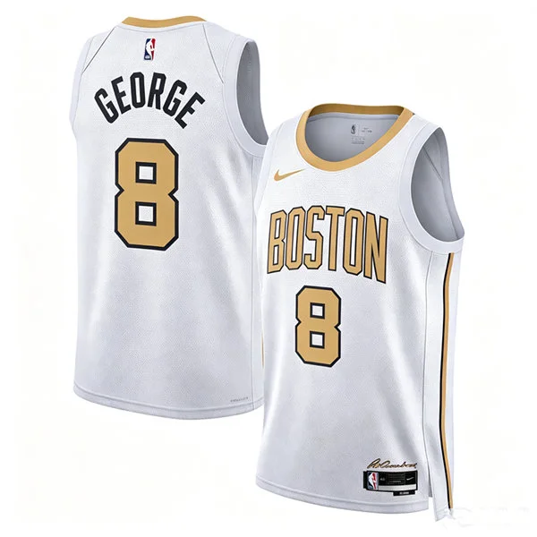 Mens Boston Celtics #8 Paul George 2025-26 White City Edition Swingman Jersey
