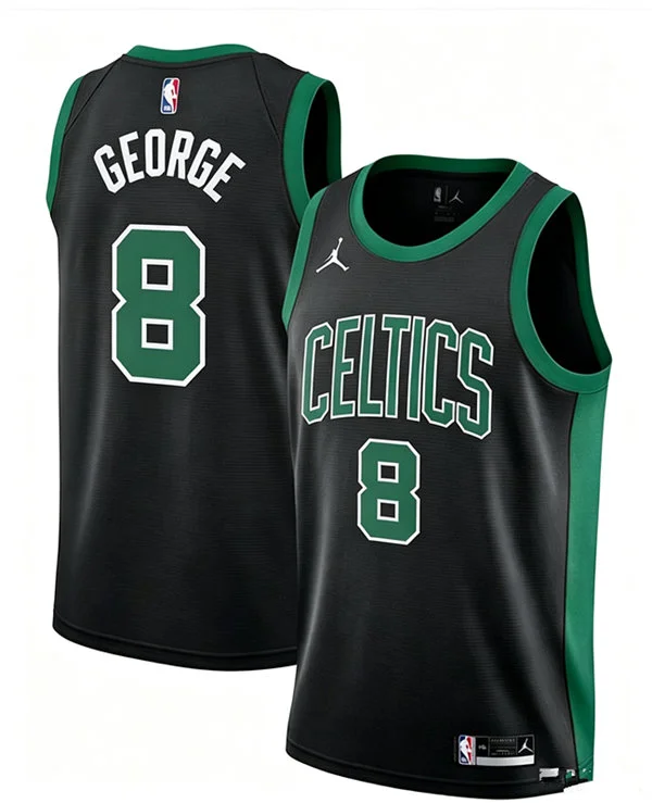 Mens Boston Celtics #8 Paul George Black Statement Edition Swingman Jersey