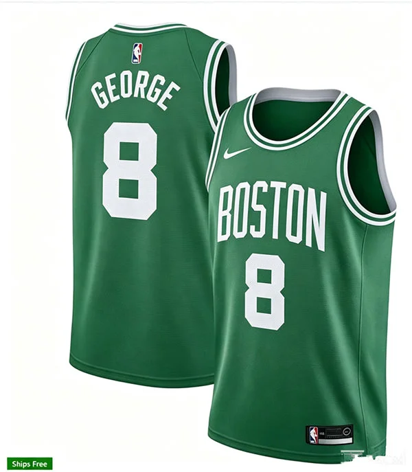 Mens Boston Celtics #8 Paul George Kelly Green Icon Edition Jersey