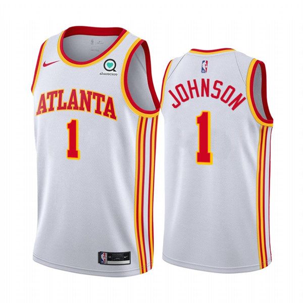 Mens Atlanta Hawks #1 Jalen Johnson Nike White Association Edition Swingman Jersey