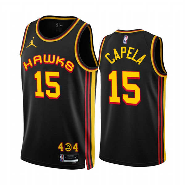Mens Atlanta Hawks #15 Clint Capela 2022-23 Black Jordan Statement Edition Jersey