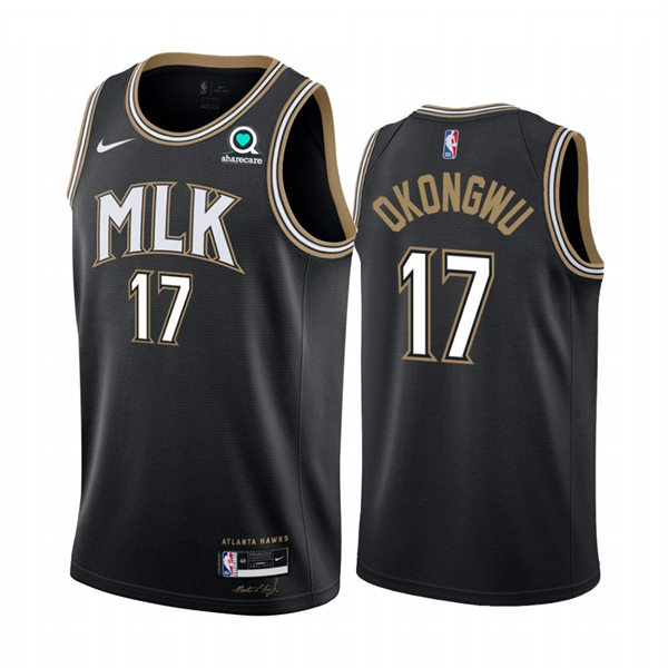 Mens Atlanta Hawks #17 Onyeka Okongwu Nike Black 2020-21 City Edition Swingman Jersey