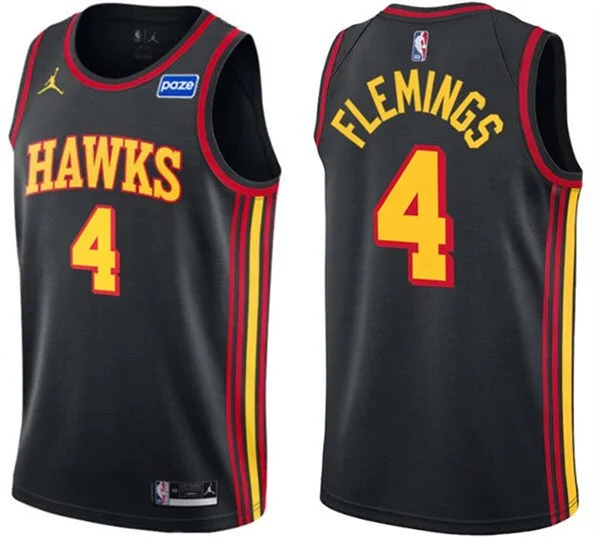 Mens Atlanta Hawks #4 Kingston Flemings Black Statement Edition Swingman Jersey