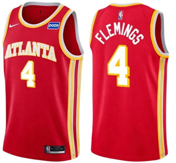 Mens Atlanta Hawks #4 Kingston Flemings Red Icon Edition Swingman Jersey