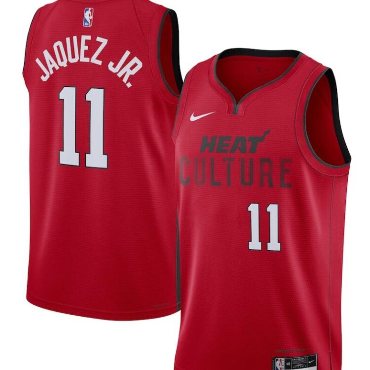 Mens Miami Heat #11 Jaime Jaquez Jr. Red 2024-25 City Edition Jersey