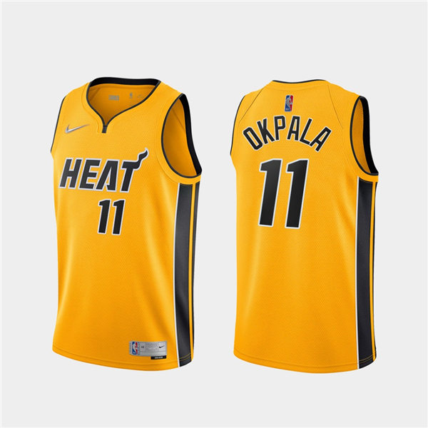 Mens Miami Heat #11 KZ Okpala Nike Gold Earned Edition Swingman Jersey