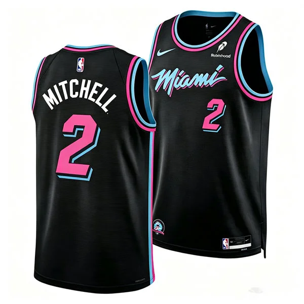 Mens Miami Heat #2 Davion Mitchell Black 2025-26 City Edition Swingman Jersey