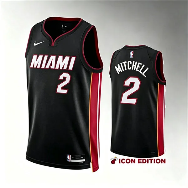 Mens Miami Heat #2 Davion Mitchell Nike Black Icon Edition Swingman Jersey