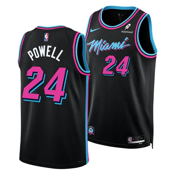 Mens Miami Heat #24 Norman Powell Black 2025-26 City Edition Swingman Jersey