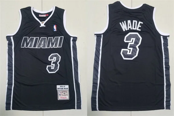 Mens Miami Heat #3 Dwyane Wade Black 2011-12 Hardwood Classics Jersey