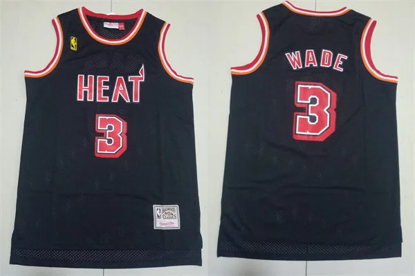 Mens Miami Heat #3 Dwyane Wade Black Hardwood Classics Jersey
