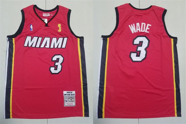 Mens Miami Heat #3 Dwyane Wade Red 2005-06 Champtions Hardwood Classics Jersey