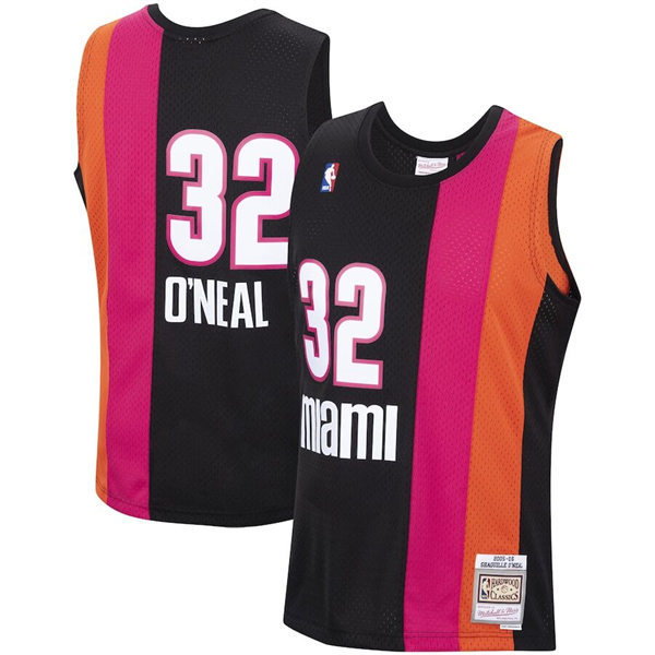 Mens Miami Heat #32  Shaquille O'Neal Mitchell & Ness 2005-06 Hardwood Classics Jersey Pink Black