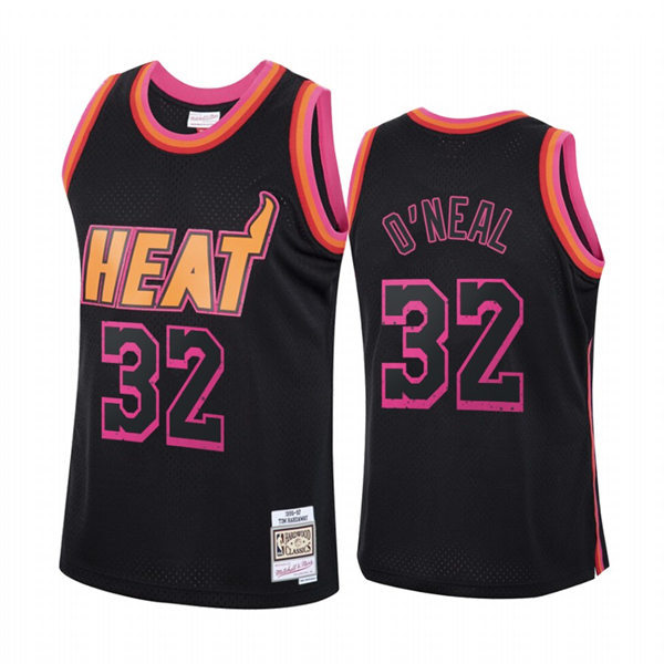Mens Miami Heat #32 Shaquille O'Neal Mitchell & Ness Hardwood Classics Rings Collection Jersey Black