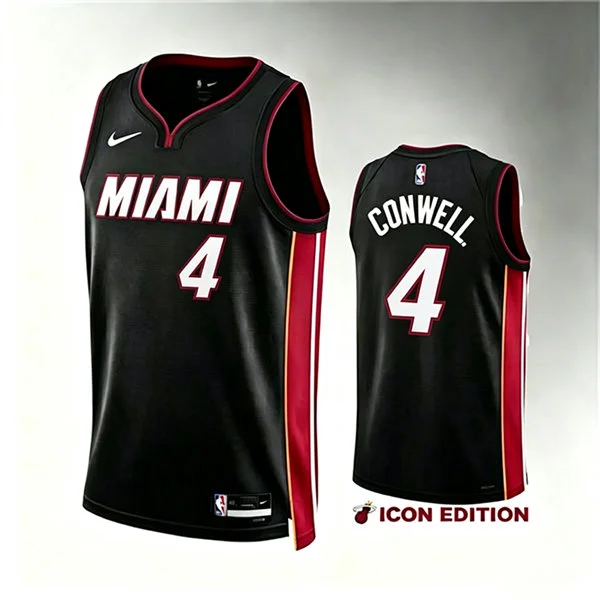 Mens Miami Heat #4 Ryan Conwell Nike Black Icon Edition Swingman Jersey