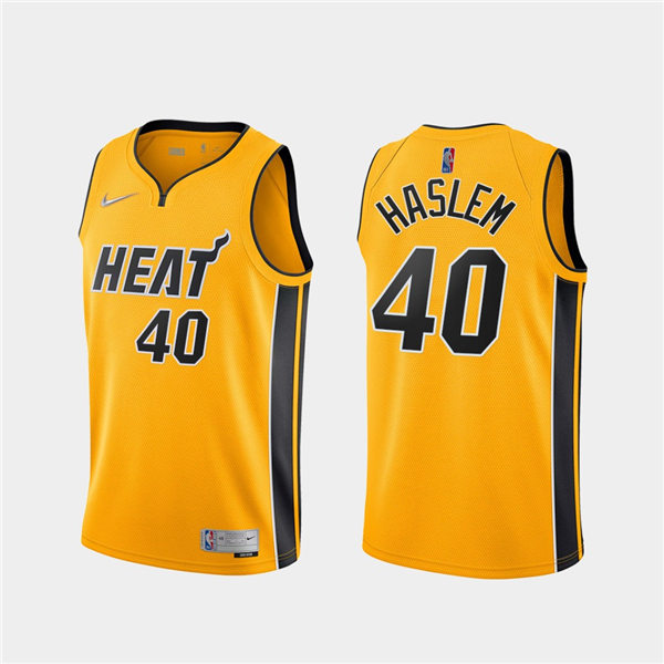 Mens Miami Heat #40 Udonis Haslem Nike Gold Earned Edition Swingman Jersey