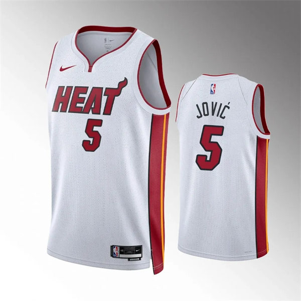 Mens Miami Heat #5 Nikola Jovic Nike White Association Edition Swingman Jersey