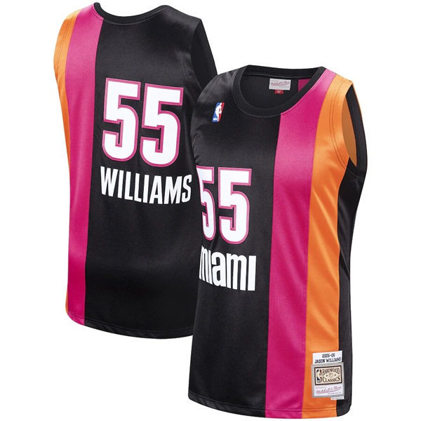 Mens Miami Heat #55 Jason Williams Mitchell & Ness 2005-06 Hardwood Classics Jersey Pink Black