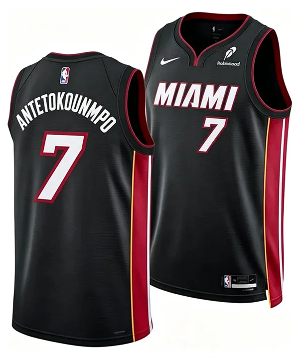 Mens Miami Heat #7 Giannis Antetokounmpo Nike Black Icon Edition Swingman Jersey