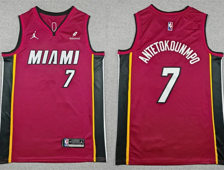 Mens Miami Heat #7 Giannis Antetokounmpo Red Statement Edition Swingman Jersey