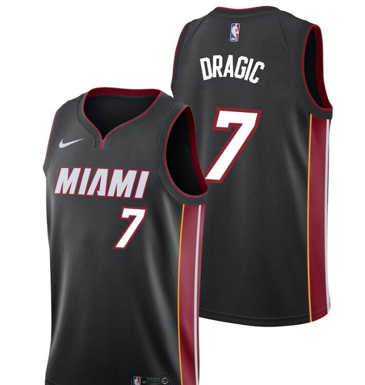 Mens Miami Heat #7 Goran Dragic Black Nike Icon Edition Jersey