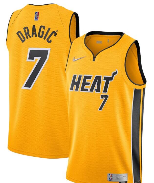 Mens Miami Heat #7 Goran Dragic Nike Gold Earned Edition Swingman Jersey