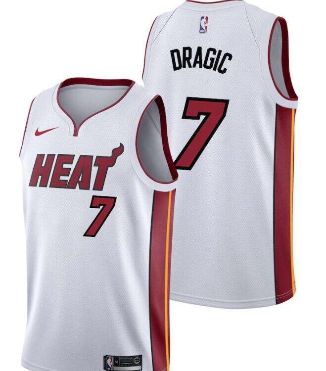 Mens Miami Heat #7 Goran Dragic Nike White Association Edition Jersey