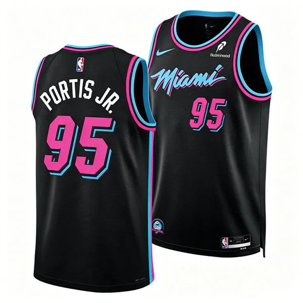 Mens Miami Heat #95 Bobby Portis Jr. Black 2025-26 City Edition Swingman Jersey