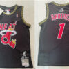 Mens Miami Heat DJ Khaled #1 Another Mitchell & Ness Black Hardwood Classics Throwback Jersey