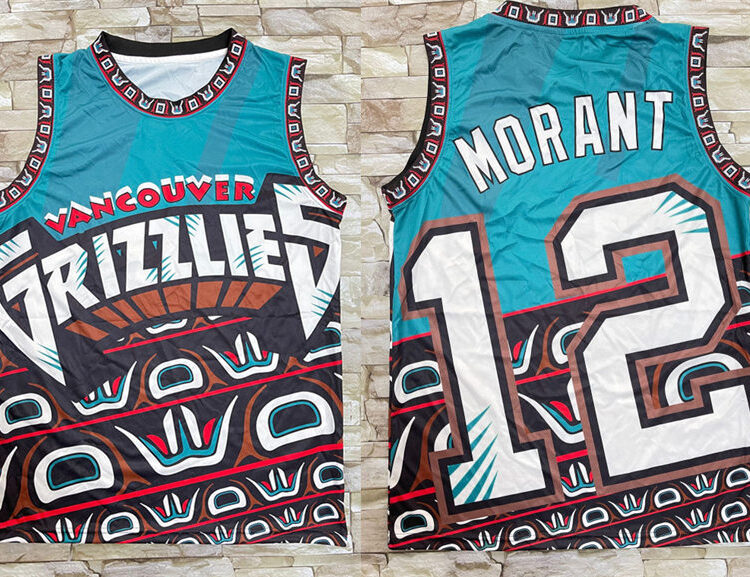 Mens Memphis Grizzlies #12 Ja Morant Teal Jumbotron Tank Top Hardwood Classics Jersey