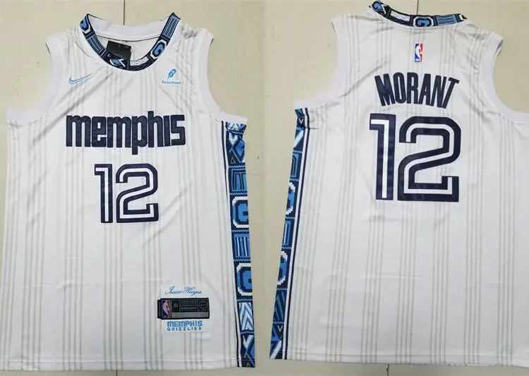 Mens Memphis Grizzlies #12 Ja Morant White 2025-26 City Edition Swingman Jersey