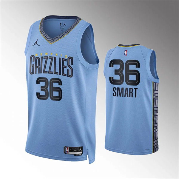 Mens Memphis Grizzlies #36 Marcus Smart Light Blue Statement Edition Jersey