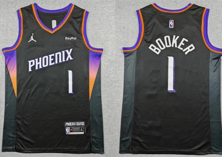 Mens Phoenix Suns #1 Devin Booker 2025-26 Black Statement Edition Swingman Jersey