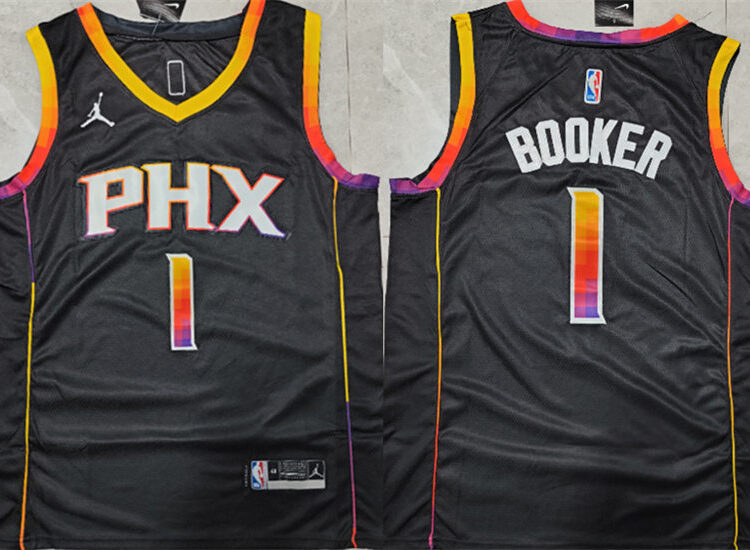 Mens Phoenix Suns #1 Devin Booker Nike Black NBA 75th Anniversary Jersey