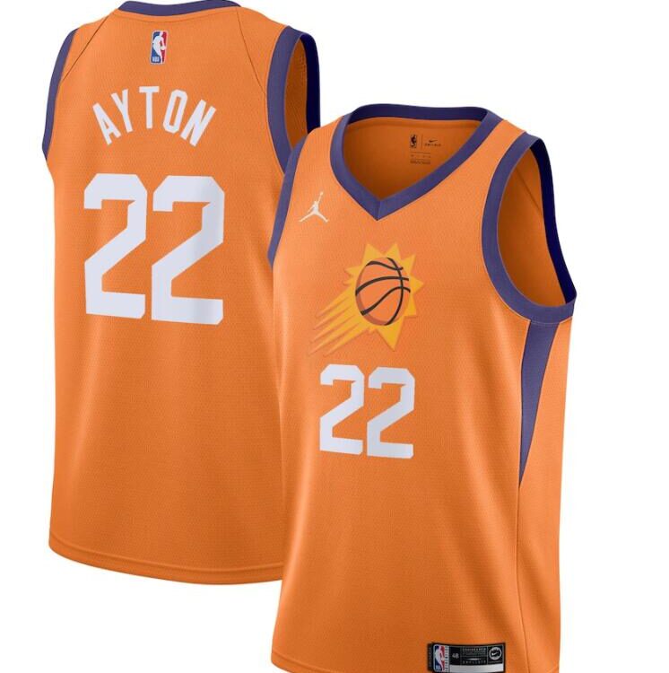 Mens Phoenix Suns #22 DeAndre Ayton Orange Jordan Statement Edition Jersey