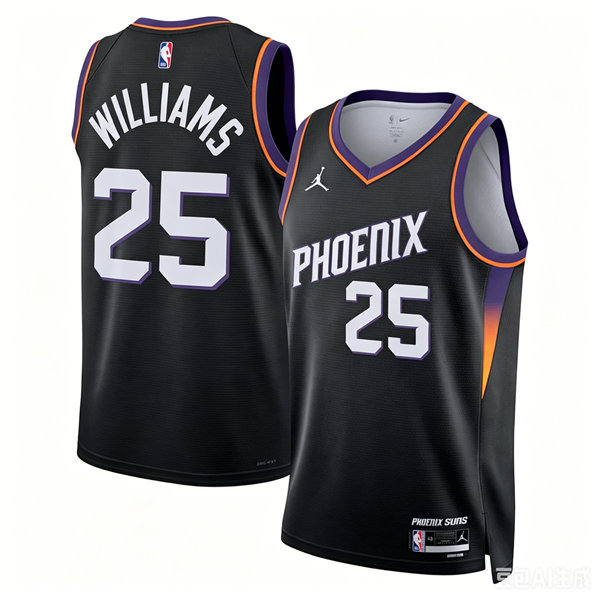 Mens Phoenix Suns #25 Mark Williams 2025-26 Black Statement Edition Swingman Jersey