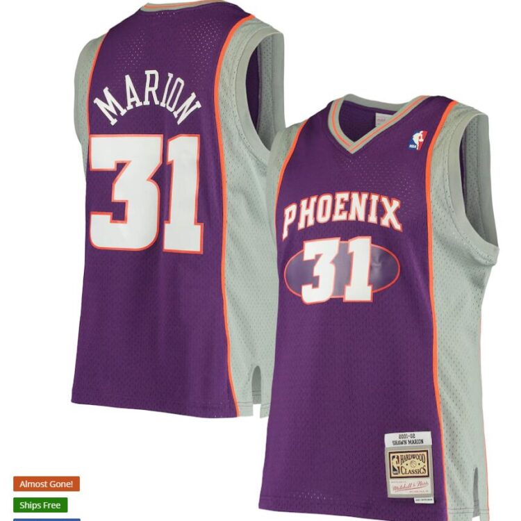 Mens Phoenix Suns #31 Shawn Marion Mitchell & Ness 2005-06 Stitched Hardwood Classics Jersey